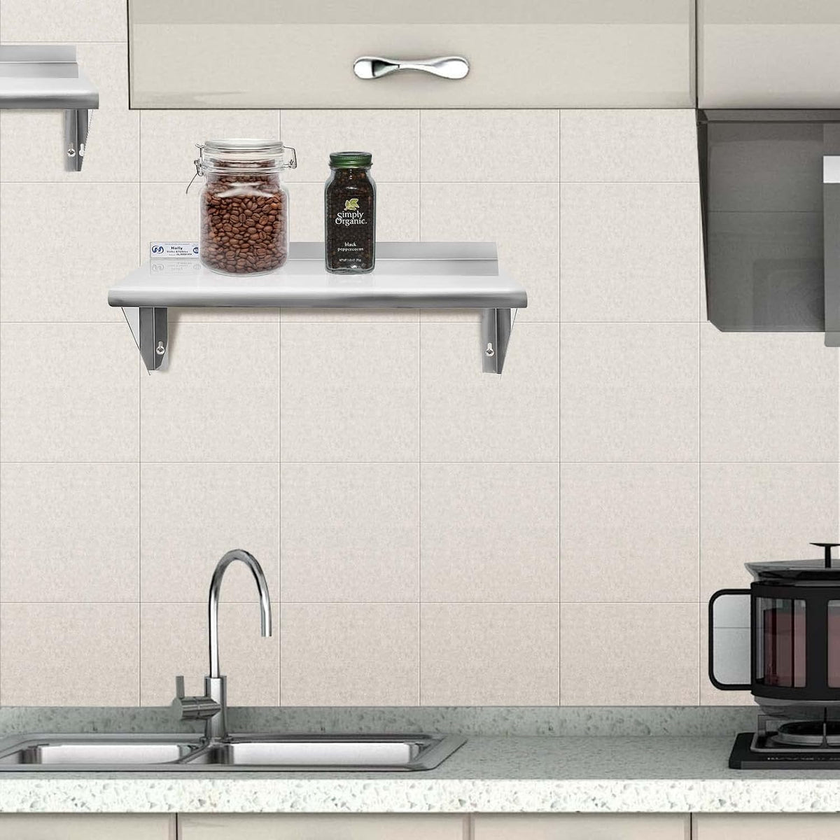 Hally Stainless Steel Shelf 2 Pack Wall Mounted Metal Shelves 10"x24" NSF