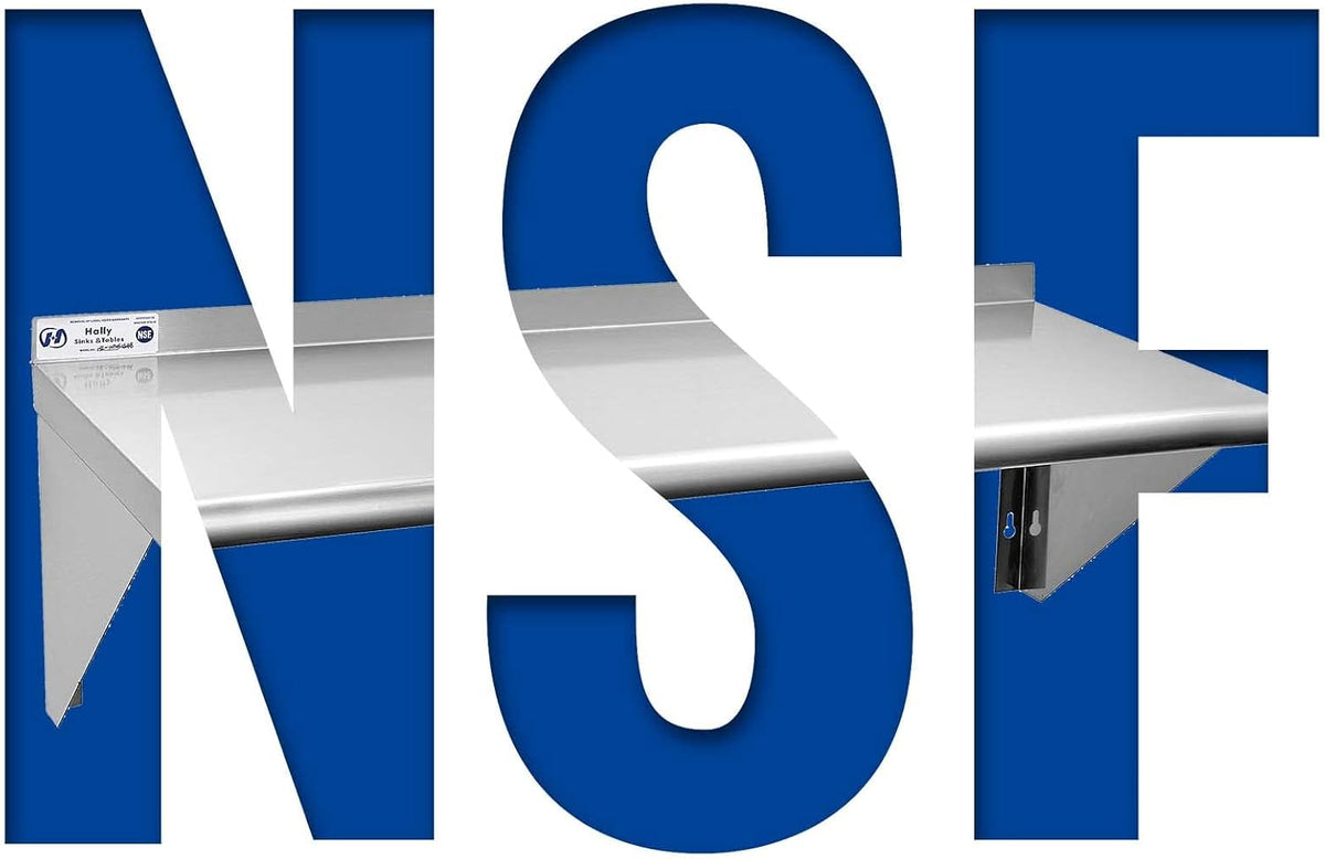 Hally Stainless Steel Shelf 2 Pack Wall Mounted Metal Shelves 10"x24" NSF
