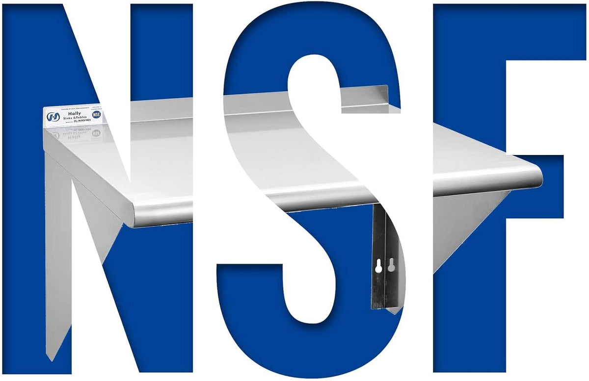 Hally Stainless Steel Shelf 2 Pack Wall Mounted Metal Shelves 10"x24" NSF