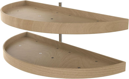 32" Dual Shelf Half Moon Lazy Susan Organizer, Wood