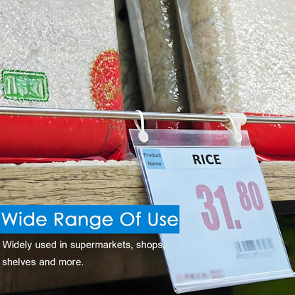 20 Pack Plastic Basket Label Holders with Paper Insert,3.94x1.57inch | Wire Shelf Labels Holder,Easy Clip Design,Snap Lock Closure,for Retail Supermarket Pantry Shelf,No Tools Needed
