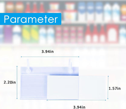 20 Pack Plastic Basket Label Holders with Paper Insert,3.94x1.57inch | Wire Shelf Labels Holder,Easy Clip Design,Snap Lock Closure,for Retail Supermarket Pantry Shelf,No Tools Needed