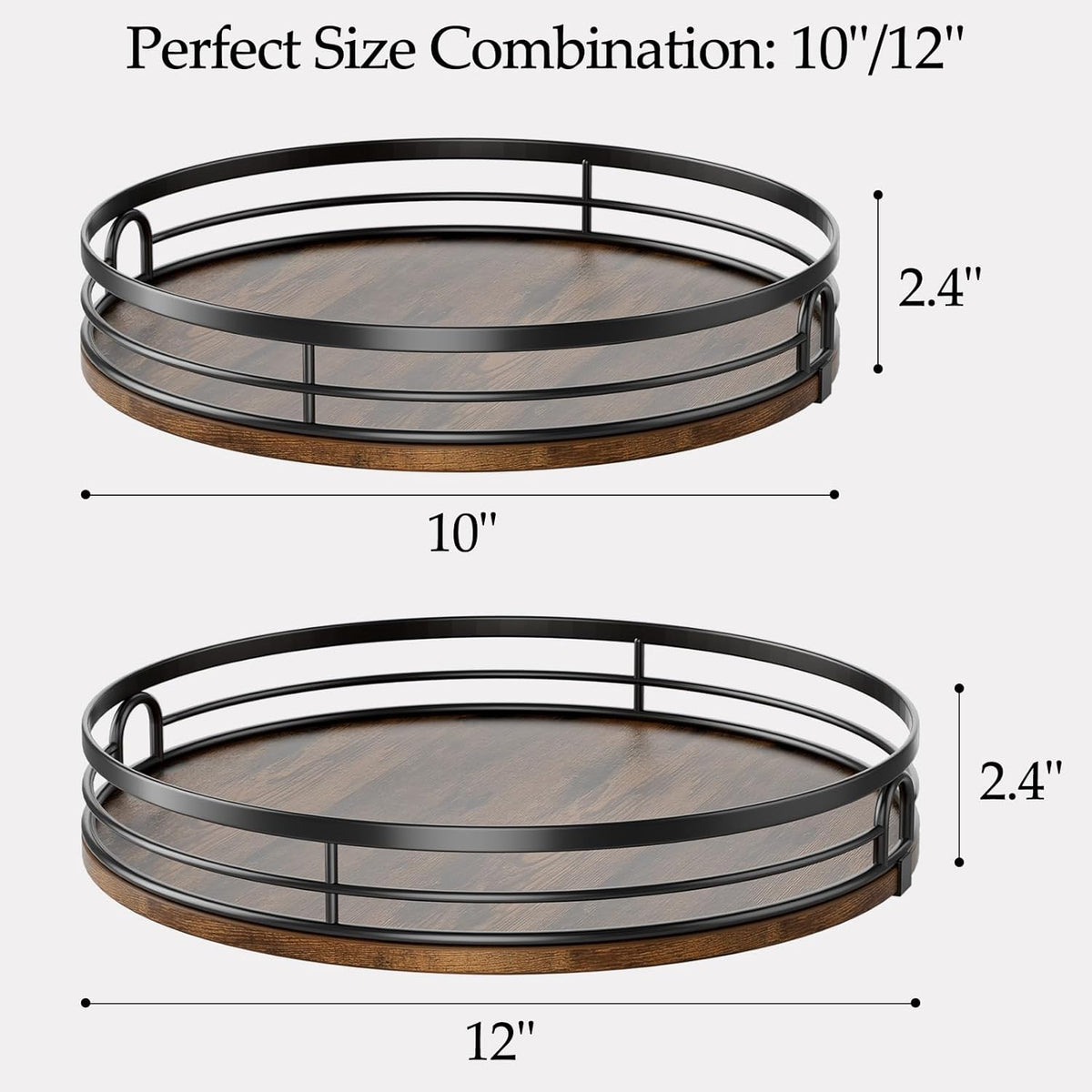 LAMU 9'' Lazy Susan Turntable Organizer for Cabinet, Round Wood Lazy Susan for Table Top, Kitchen, Countertop, Pantry, Spice, Bathroom Vanity, Coffee, Farmhouse Decor