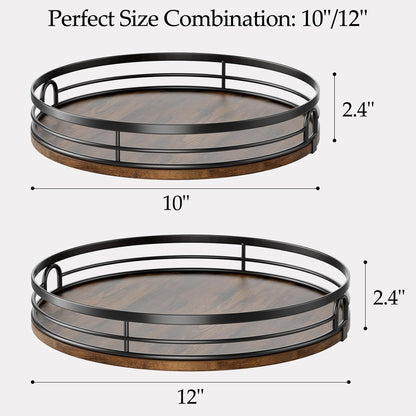 LAMU 9'' Lazy Susan Turntable Organizer for Cabinet, Round Wood Lazy Susan for Table Top, Kitchen, Countertop, Pantry, Spice, Bathroom Vanity, Coffee, Farmhouse Decor
