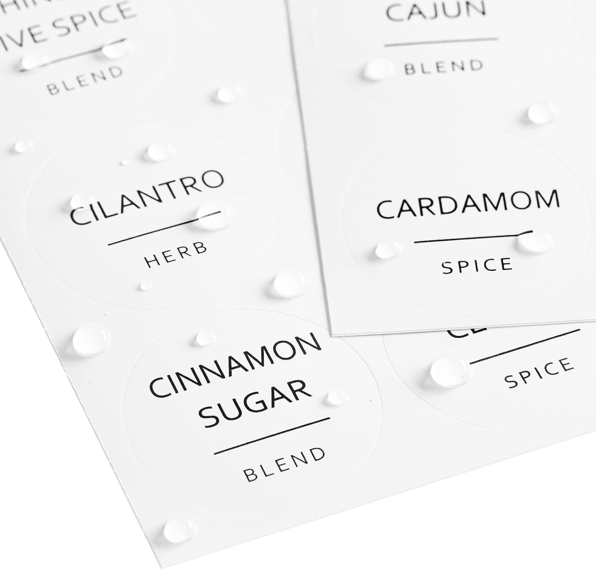 Round Spice Jar Labels - Water-Resistant Removable Vinyl Lid Stickers - Spice Rack & Seasoning Bottle Labels - Pantry Organization - Pack of 144, 1.5"