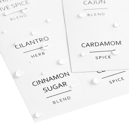 Round Spice Jar Labels - Water-Resistant Removable Vinyl Lid Stickers - Spice Rack & Seasoning Bottle Labels - Pantry Organization - Pack of 144, 1.5"