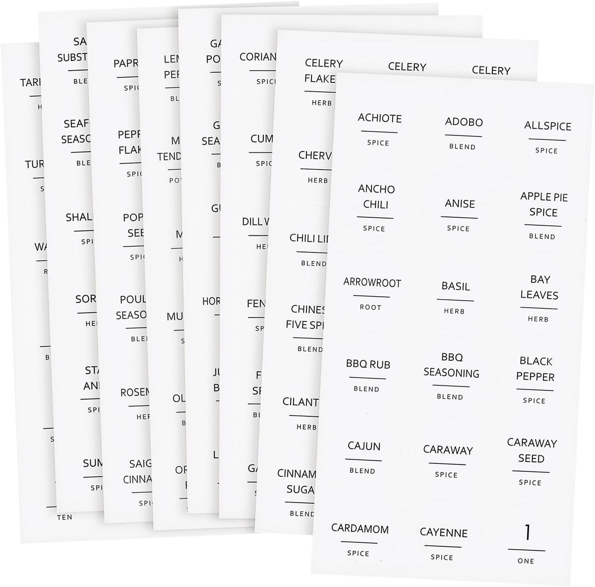 Round Spice Jar Labels - Water-Resistant Removable Vinyl Lid Stickers - Spice Rack & Seasoning Bottle Labels - Pantry Organization - Pack of 144, 1.5"