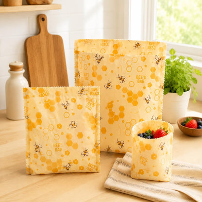 Beeswax Food Storage Bags 8 Pack-2L/2M/4S, Reusable & Natural