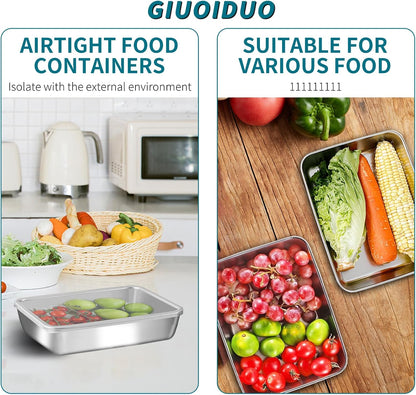 stainless steelFood Storage Containers setsstorage box with lidfreezer FrozenKitchen tray with lidOven plateSide dish plate Freezer & Dishwasher Safe