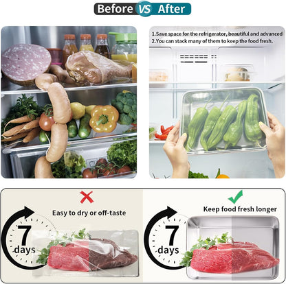 stainless steelFood Storage Containers setsstorage box with lidfreezer FrozenKitchen tray with lidOven plateSide dish plate Freezer & Dishwasher Safe