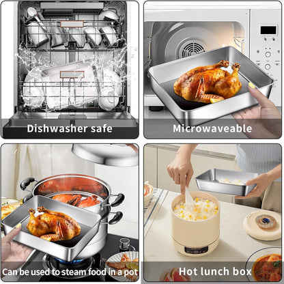 stainless steelFood Storage Containers setsstorage box with lidfreezer FrozenKitchen tray with lidOven plateSide dish plate Freezer & Dishwasher Safe