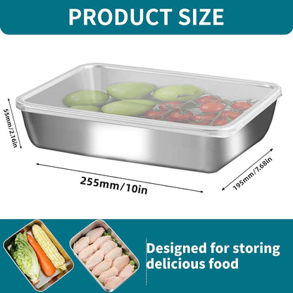 stainless steelFood Storage Containers setsstorage box with lidfreezer FrozenKitchen tray with lidOven plateSide dish plate Freezer & Dishwasher Safe