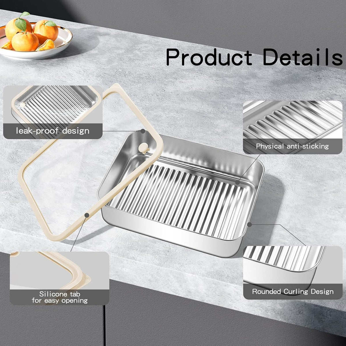 stainless steelFood Storage Containers setsstorage box with lidfreezer FrozenKitchen tray with lidOven plateSide dish plate Freezer & Dishwasher Safe