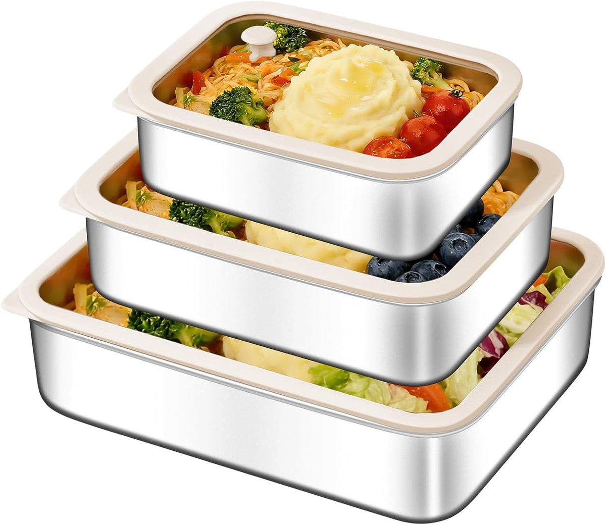 stainless steelFood Storage Containers setsstorage box with lidfreezer FrozenKitchen tray with lidOven plateSide dish plate Freezer & Dishwasher Safe