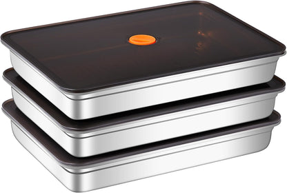 stainless steelFood Storage Containers setsstorage box with lidfreezer FrozenKitchen tray with lidOven plateSide dish plate Freezer & Dishwasher Safe