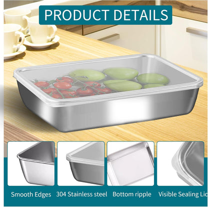 stainless steelFood Storage Containers setsstorage box with lidfreezer FrozenKitchen tray with lidOven plateSide dish plate Freezer & Dishwasher Safe