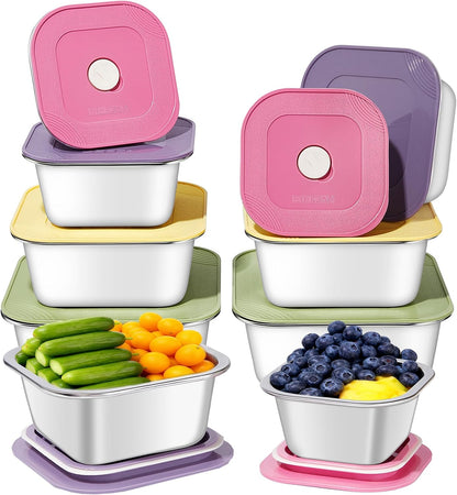 stainless steelFood Storage Containers setsstorage box with lidfreezer FrozenKitchen tray with lidOven plateSide dish plate Freezer & Dishwasher Safe