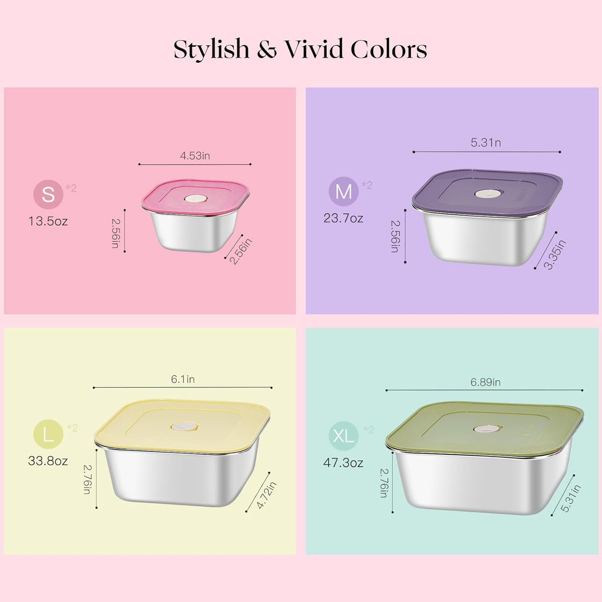 stainless steelFood Storage Containers setsstorage box with lidfreezer FrozenKitchen tray with lidOven plateSide dish plate Freezer & Dishwasher Safe
