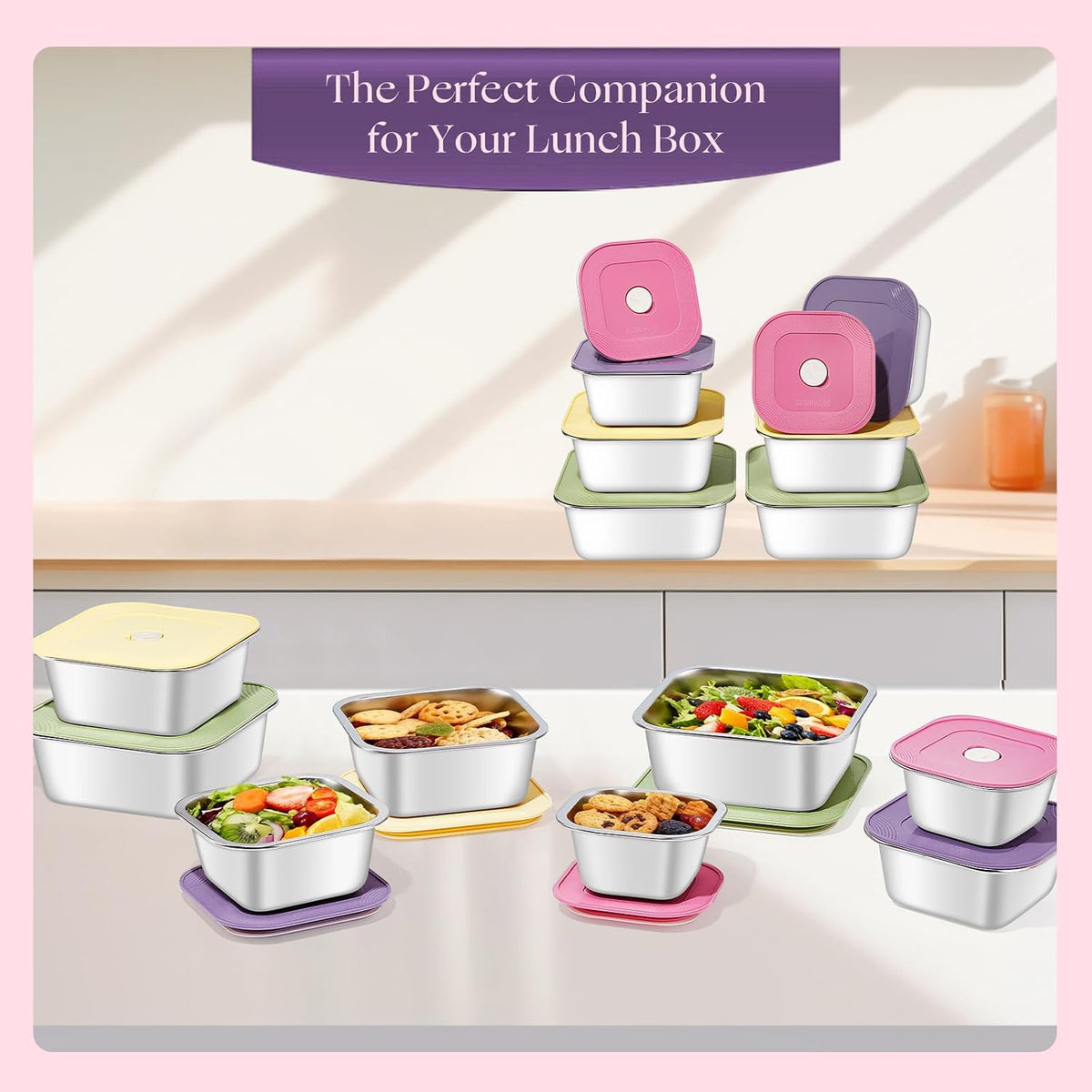 stainless steelFood Storage Containers setsstorage box with lidfreezer FrozenKitchen tray with lidOven plateSide dish plate Freezer & Dishwasher Safe