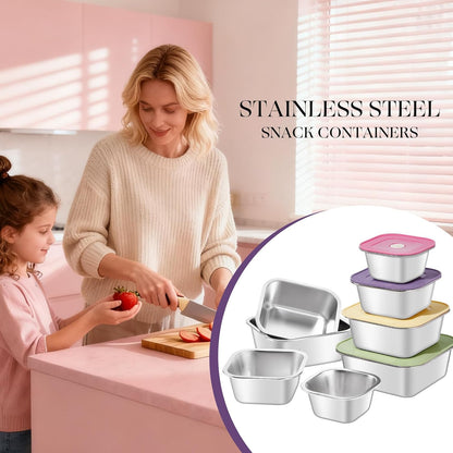 stainless steelFood Storage Containers setsstorage box with lidfreezer FrozenKitchen tray with lidOven plateSide dish plate Freezer & Dishwasher Safe