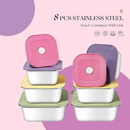 stainless steelFood Storage Containers setsstorage box with lidfreezer FrozenKitchen tray with lidOven plateSide dish plate Freezer & Dishwasher Safe