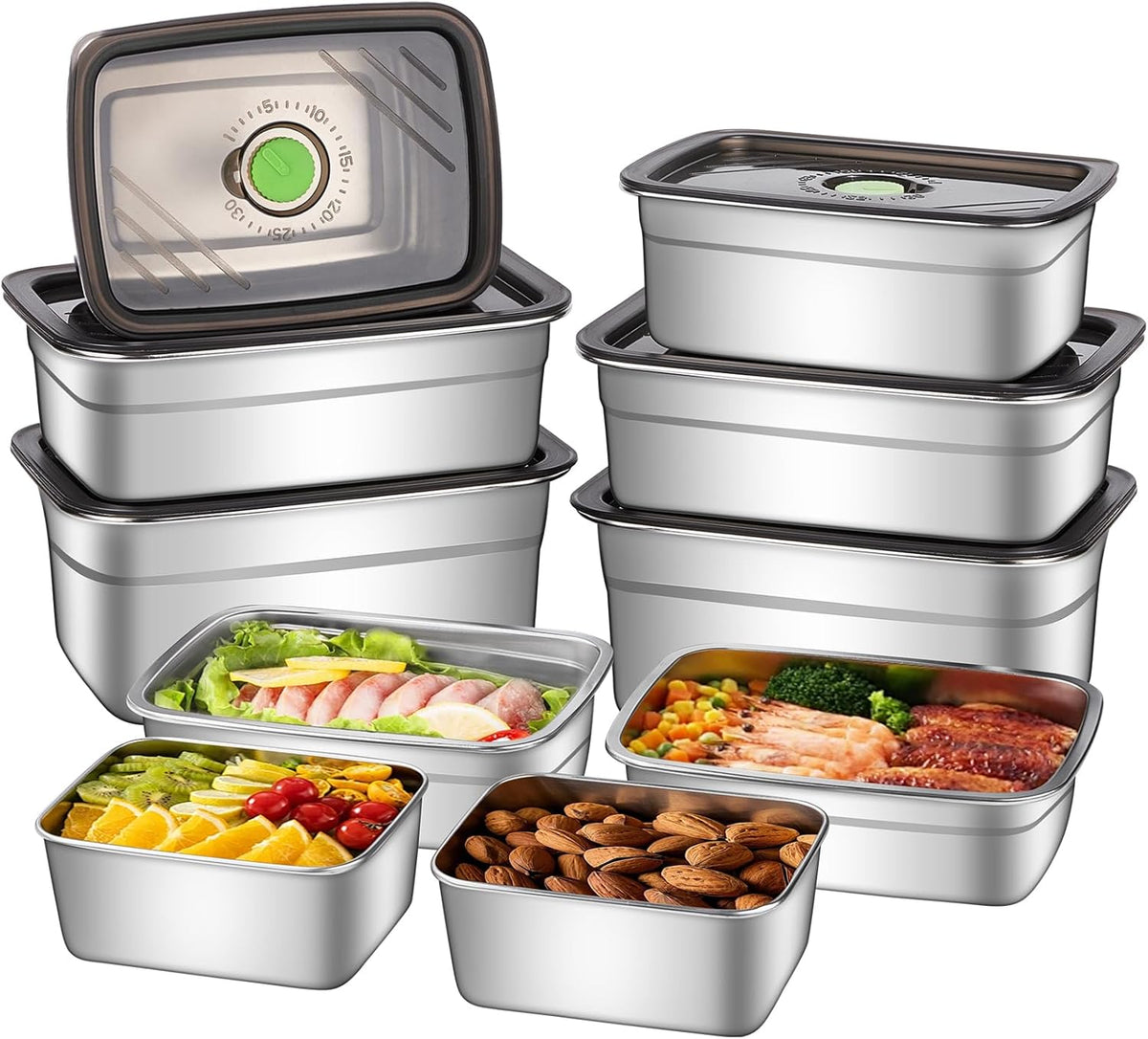 stainless steelFood Storage Containers setsstorage box with lidfreezer FrozenKitchen tray with lidOven plateSide dish plate Freezer & Dishwasher Safe