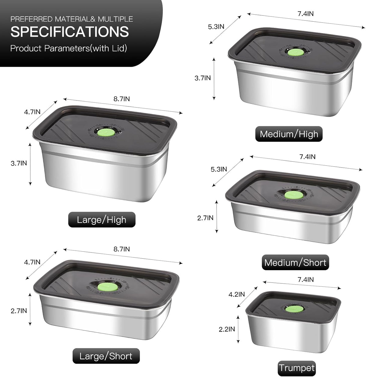 stainless steelFood Storage Containers setsstorage box with lidfreezer FrozenKitchen tray with lidOven plateSide dish plate Freezer & Dishwasher Safe