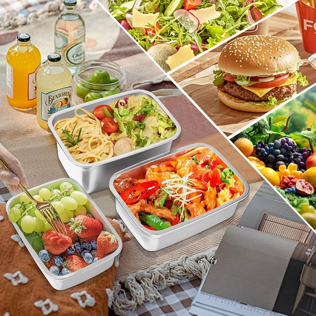 stainless steelFood Storage Containers setsstorage box with lidfreezer FrozenKitchen tray with lidOven plateSide dish plate Freezer & Dishwasher Safe