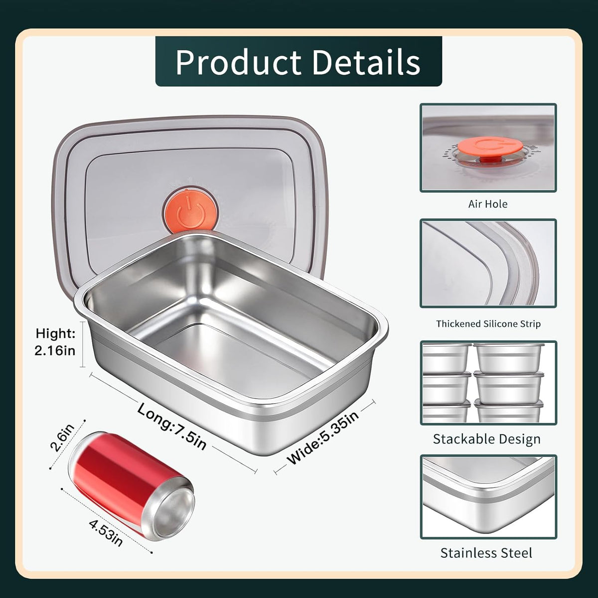 stainless steelFood Storage Containers setsstorage box with lidfreezer FrozenKitchen tray with lidOven plateSide dish plate Freezer & Dishwasher Safe