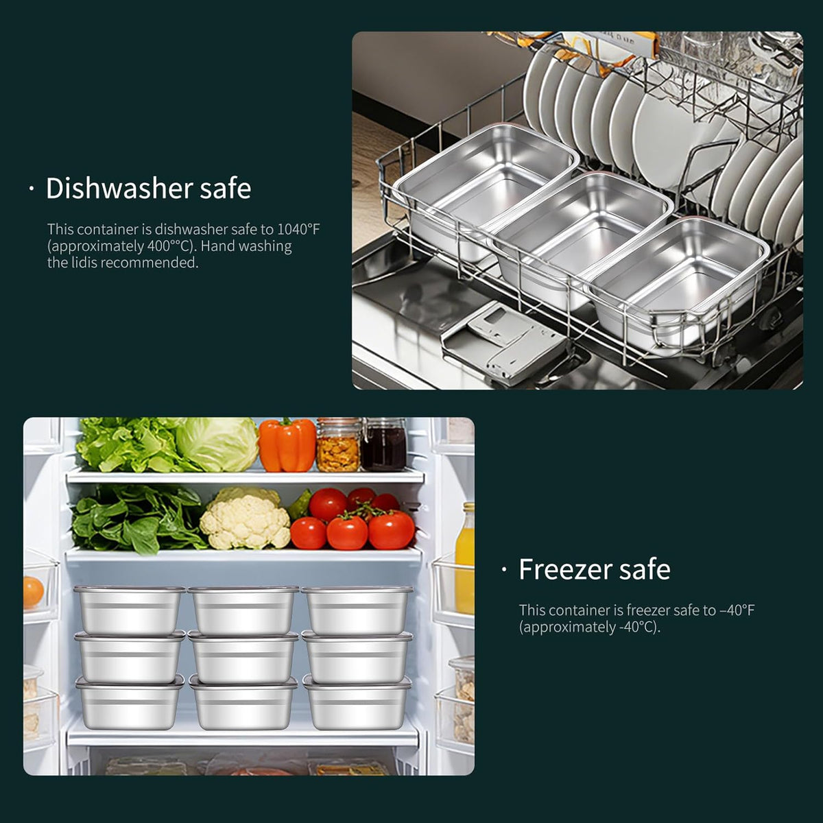 stainless steelFood Storage Containers setsstorage box with lidfreezer FrozenKitchen tray with lidOven plateSide dish plate Freezer & Dishwasher Safe