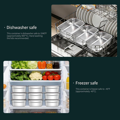 stainless steelFood Storage Containers setsstorage box with lidfreezer FrozenKitchen tray with lidOven plateSide dish plate Freezer & Dishwasher Safe