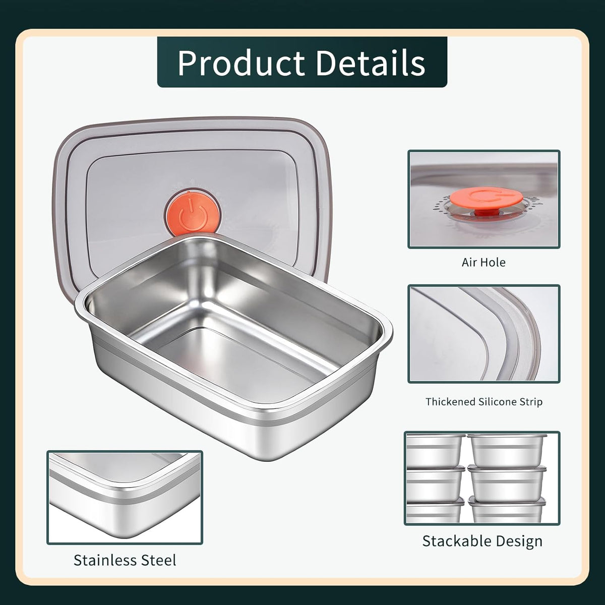 stainless steelFood Storage Containers setsstorage box with lidfreezer FrozenKitchen tray with lidOven plateSide dish plate Freezer & Dishwasher Safe