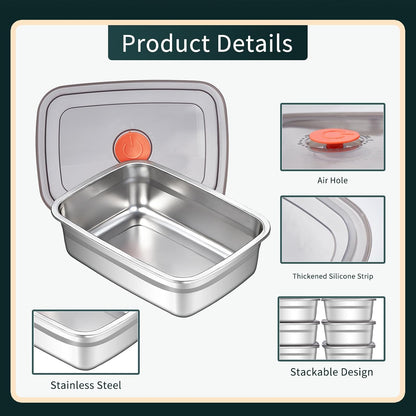 stainless steelFood Storage Containers setsstorage box with lidfreezer FrozenKitchen tray with lidOven plateSide dish plate Freezer & Dishwasher Safe