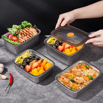 stainless steelFood Storage Containers setsstorage box with lidfreezer FrozenKitchen tray with lidOven plateSide dish plate Freezer & Dishwasher Safe