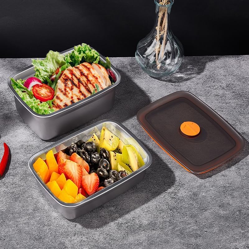 stainless steelFood Storage Containers setsstorage box with lidfreezer FrozenKitchen tray with lidOven plateSide dish plate Freezer & Dishwasher Safe