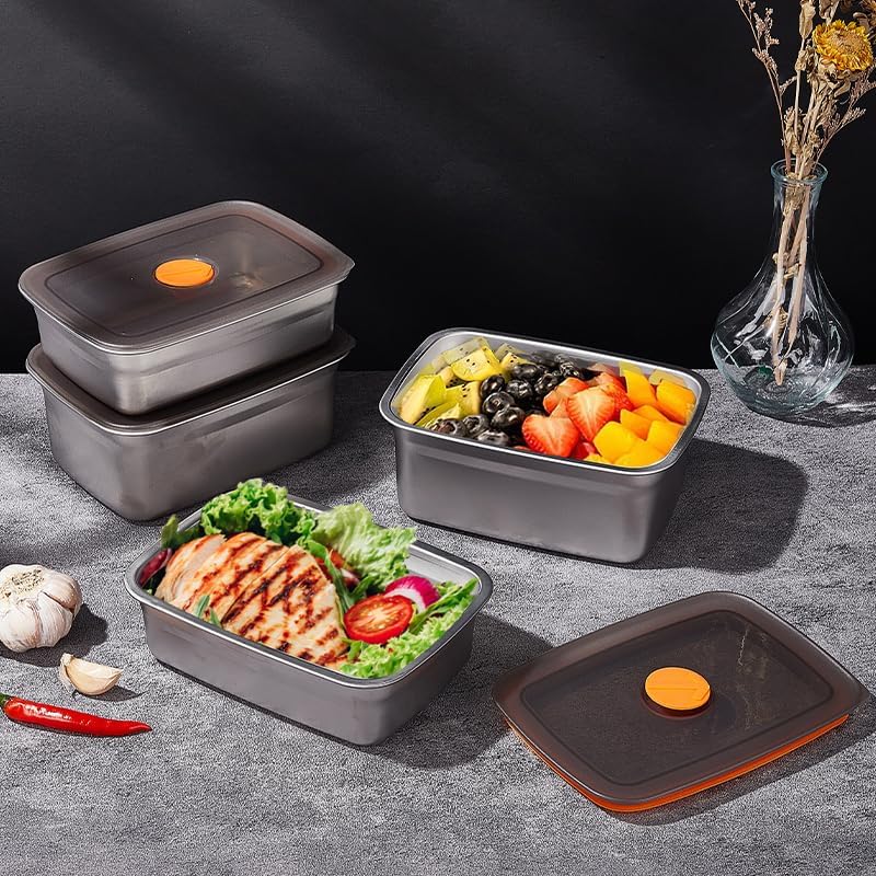 stainless steelFood Storage Containers setsstorage box with lidfreezer FrozenKitchen tray with lidOven plateSide dish plate Freezer & Dishwasher Safe
