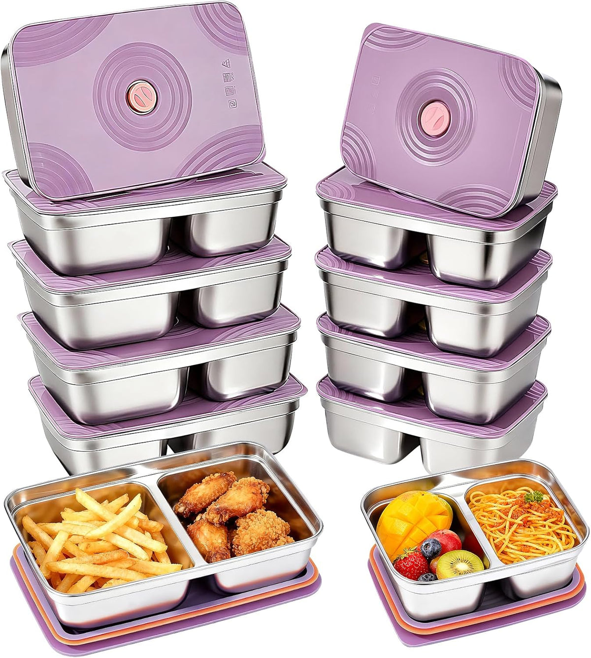 stainless steelFood Storage Containers setsstorage box with lidfreezer FrozenKitchen tray with lidOven plateSide dish plate Freezer & Dishwasher Safe