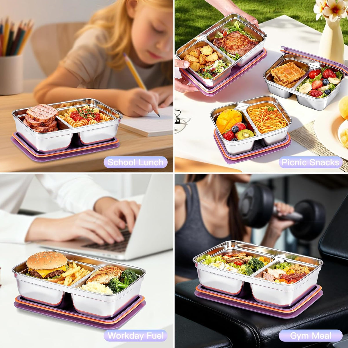 stainless steelFood Storage Containers setsstorage box with lidfreezer FrozenKitchen tray with lidOven plateSide dish plate Freezer & Dishwasher Safe