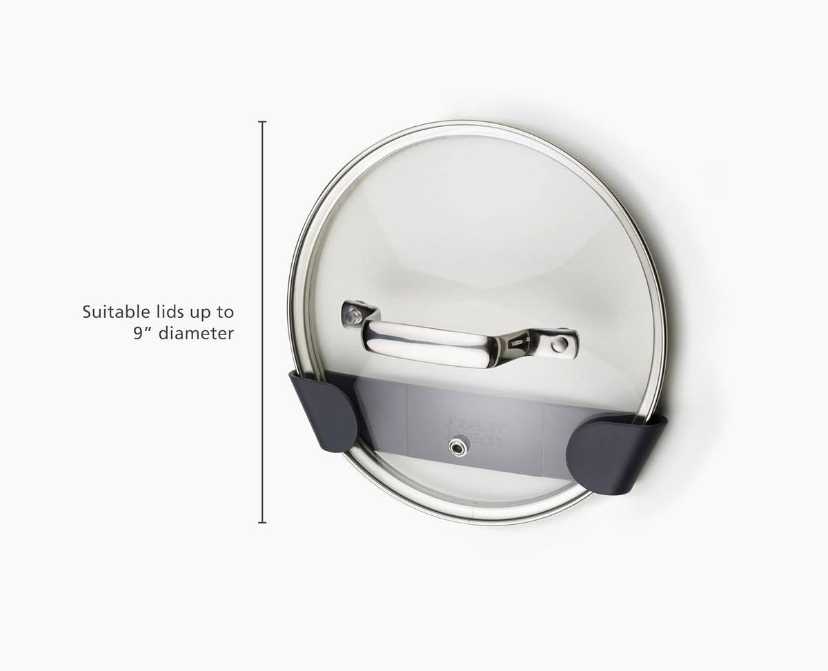 Cupboard Store - Set of 4 Pot and Pan Lid Holders Self Adhesive Wall Mount Storage Organizer, Suitable for Lids Up to 9 in , 3M VHB Tape Included, Gray