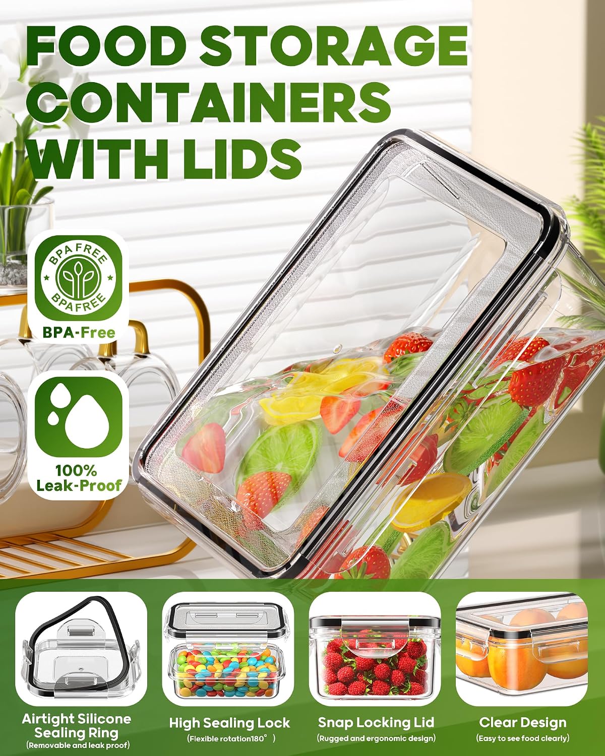 KEMETHY Food Storage Containers with Lids, Plastic Food Containers | BPA-Free, Leak Proof, Reusable, Microwave/Dishwasher Safe Meal Prep Containers with Labels & Pen, 30 Containers & 30 Lids