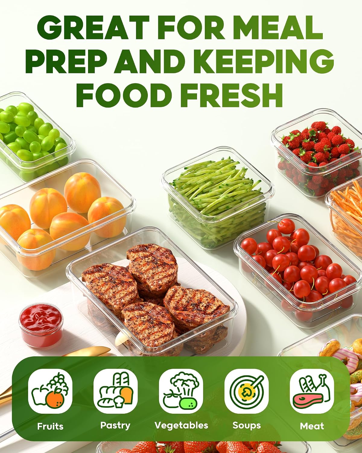 KEMETHY Food Storage Containers with Lids, Plastic Food Containers | BPA-Free, Leak Proof, Reusable, Microwave/Dishwasher Safe Meal Prep Containers with Labels & Pen, 30 Containers & 30 Lids