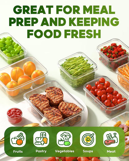 KEMETHY Food Storage Containers with Lids, Plastic Food Containers | BPA-Free, Leak Proof, Reusable, Microwave/Dishwasher Safe Meal Prep Containers with Labels & Pen, 30 Containers & 30 Lids