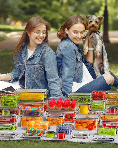 KEMETHY Food Storage Containers with Lids, Plastic Food Containers | BPA-Free, Leak Proof, Reusable, Microwave/Dishwasher Safe Meal Prep Containers with Labels & Pen, 30 Containers & 30 Lids