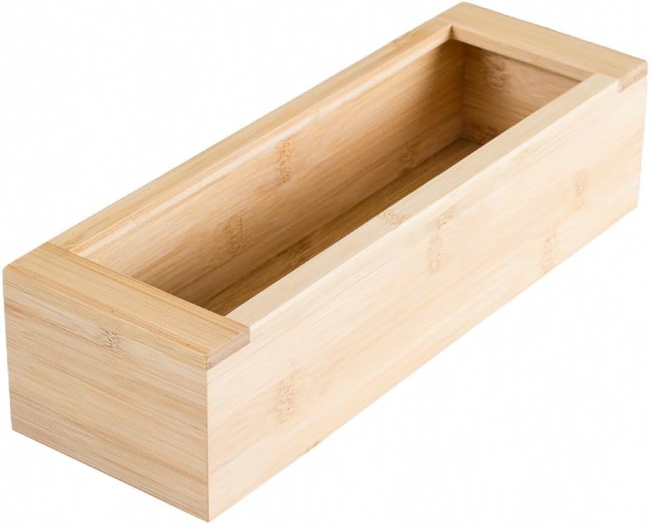 Bamboo Storage Bag Organizer Holder and Dispenser for Kitchen Drawer or Countertop, Gallon Size