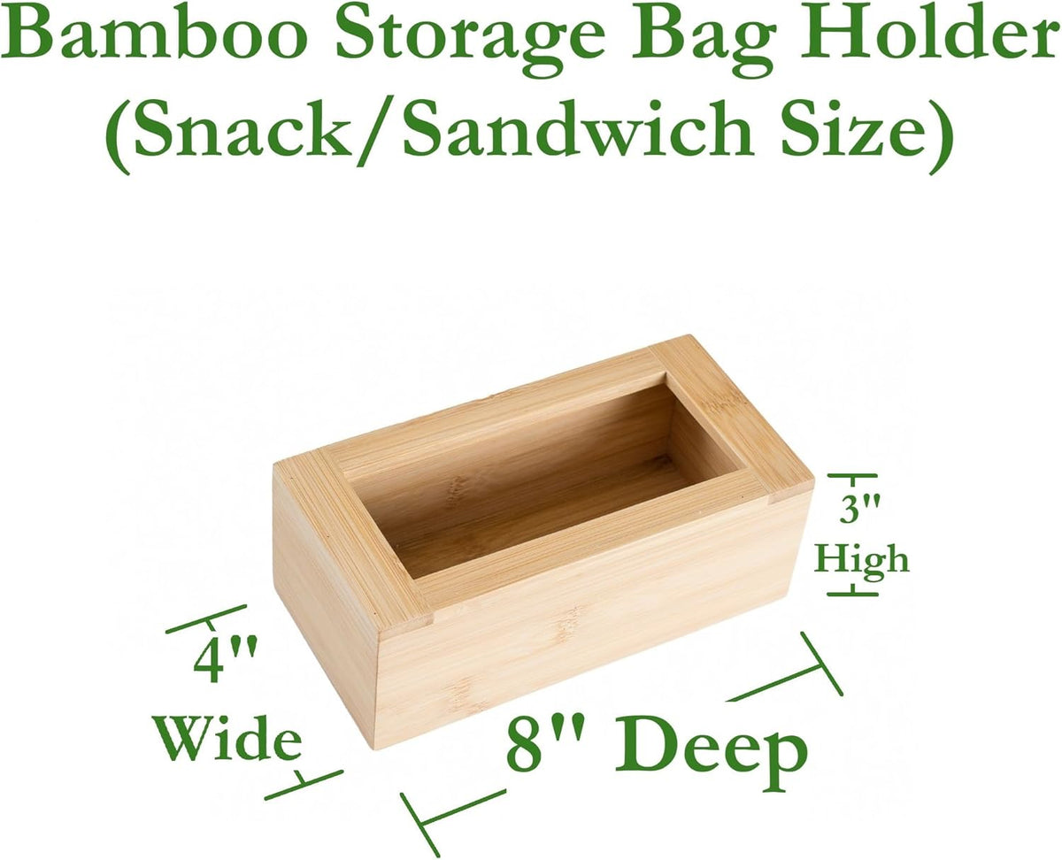 Bamboo Storage Bag Organizer Holder and Dispenser for Kitchen Drawer or Countertop, Gallon Size