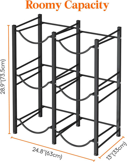 5 Gallon Water Jug Holder, 3 Tier Heavy Duty Water Dispenser Stand | 3 Slots Water Bottle Storage Rack for Gallon Jugs, 126 lb Capacity Detachable Water Shelf Organizer for Home, Office, Black