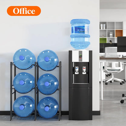 5 Gallon Water Jug Holder, 3 Tier Heavy Duty Water Dispenser Stand | 3 Slots Water Bottle Storage Rack for Gallon Jugs, 126 lb Capacity Detachable Water Shelf Organizer for Home, Office, Black