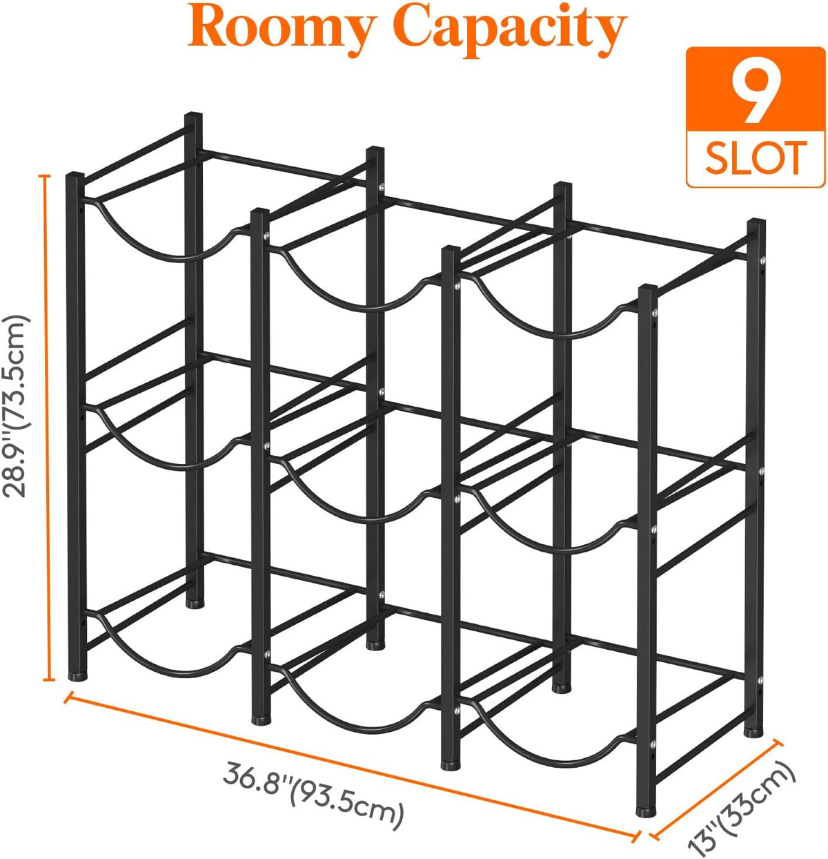 5 Gallon Water Jug Holder, 3 Tier Heavy Duty Water Dispenser Stand | 3 Slots Water Bottle Storage Rack for Gallon Jugs, 126 lb Capacity Detachable Water Shelf Organizer for Home, Office, Black