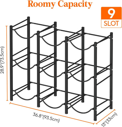 5 Gallon Water Jug Holder, 3 Tier Heavy Duty Water Dispenser Stand | 3 Slots Water Bottle Storage Rack for Gallon Jugs, 126 lb Capacity Detachable Water Shelf Organizer for Home, Office, Black