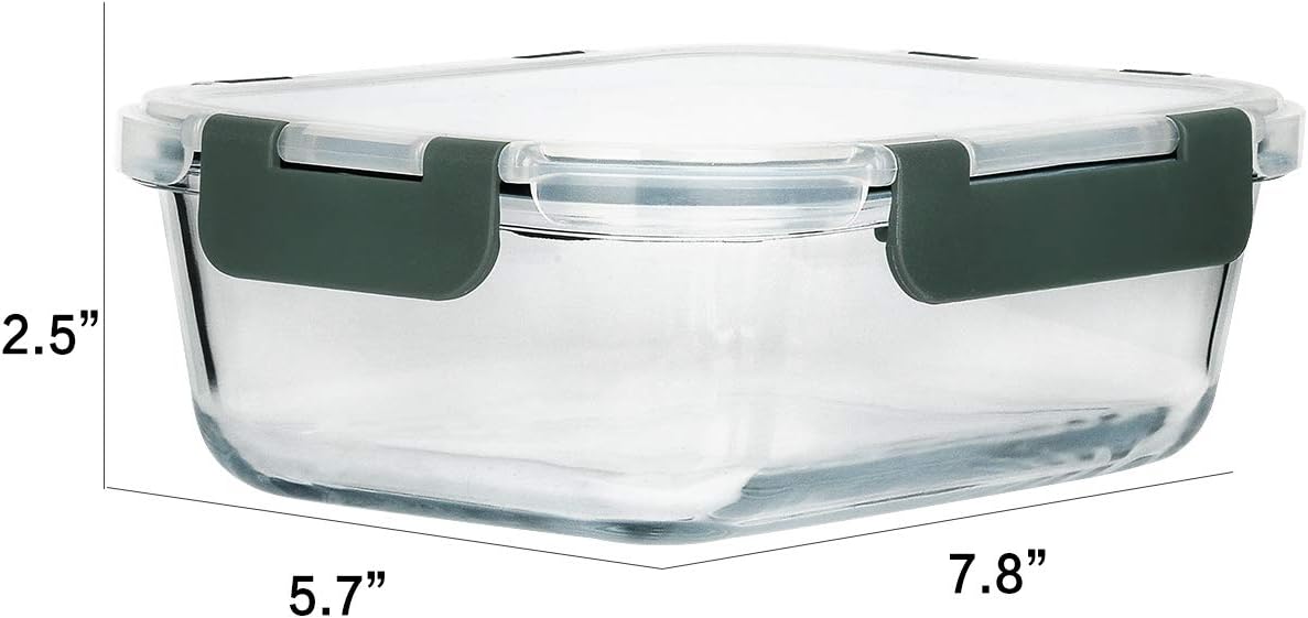 8 Pack,30 oz Glass Food Storage Containers with Lids, Gray